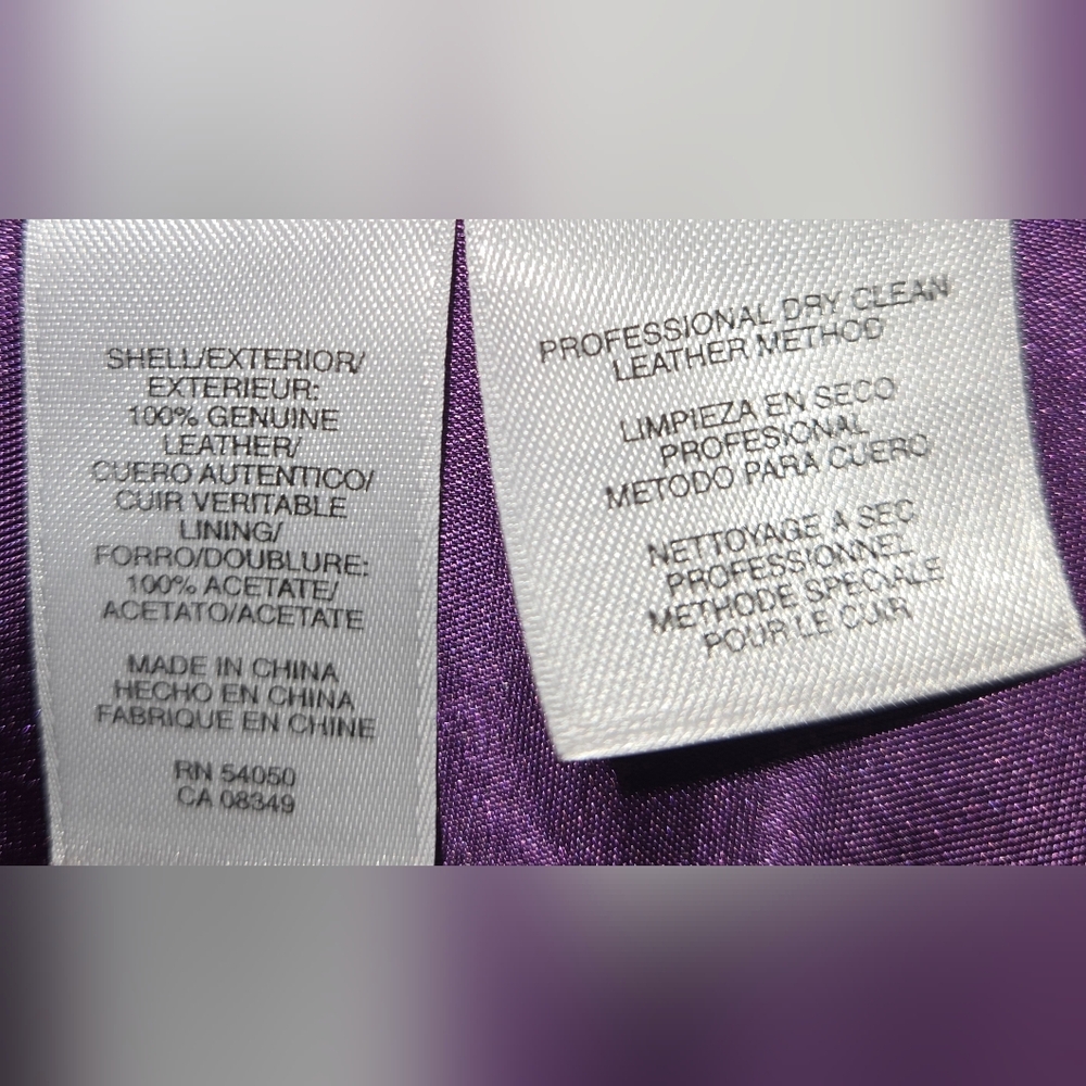 JONES NEW YORK Leather Moto Jacket Purple Sz XL - Picture 11 of 11
